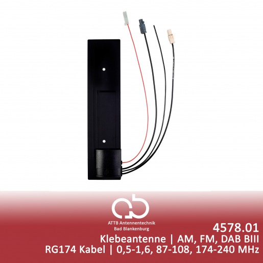 ATTB Klebeantenne AM/FM, DAB RG174 FAKRA(m)  LTE Antennen, BOS, GPS, GSM,  TETRA, UMTS, LTE, MiMo, HF-Steckverbinder, Kabel, GPS und GSM Repeater